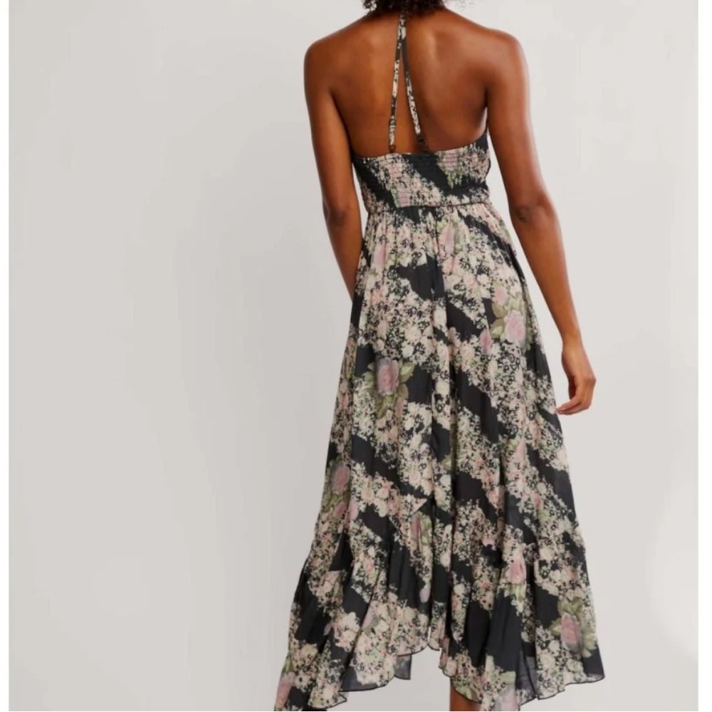 Free People Heat Wave Printed Maxi Dress Black Granite Combo Floral XS NWT Boho - Picture 2 of 8